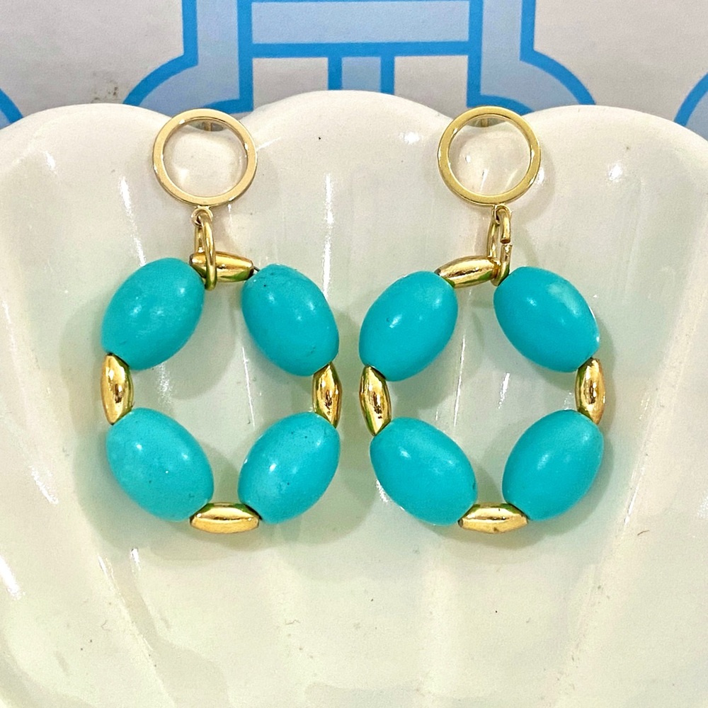 Turquoise Stone Earrings - Picture 6 of 14